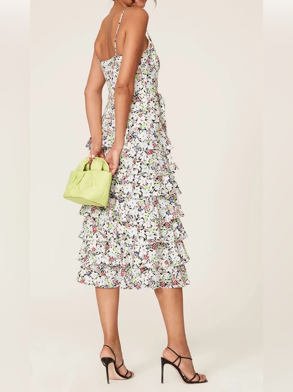 Likely Ariella Dress Floral Tiered Midi with Spaghetti Straps - Color Jungle NWT
